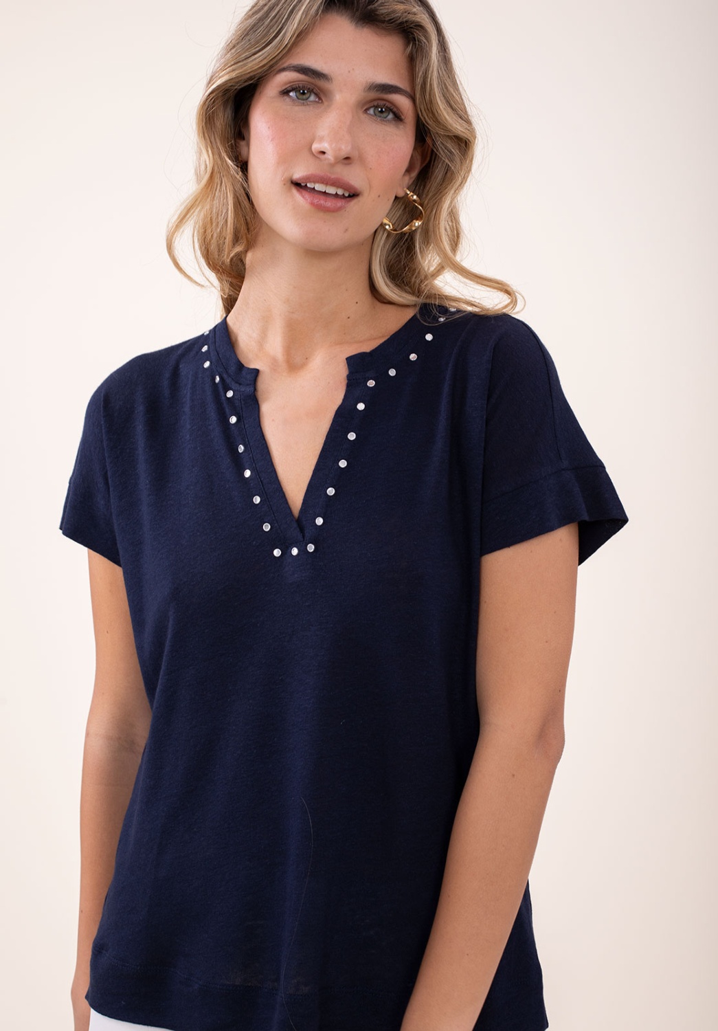 Camiseta Lino Azul Marino 