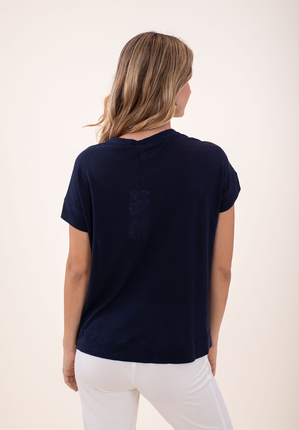 Camiseta Lino Azul Marino 4