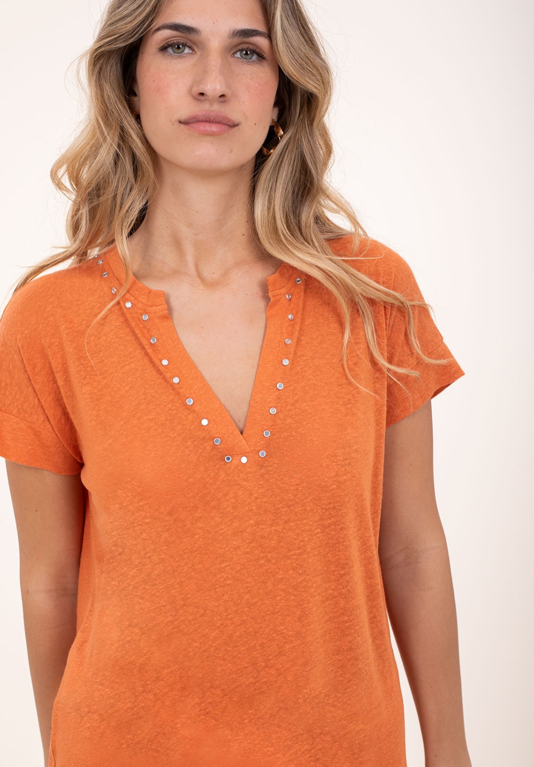 Camiseta Lino Naranja 