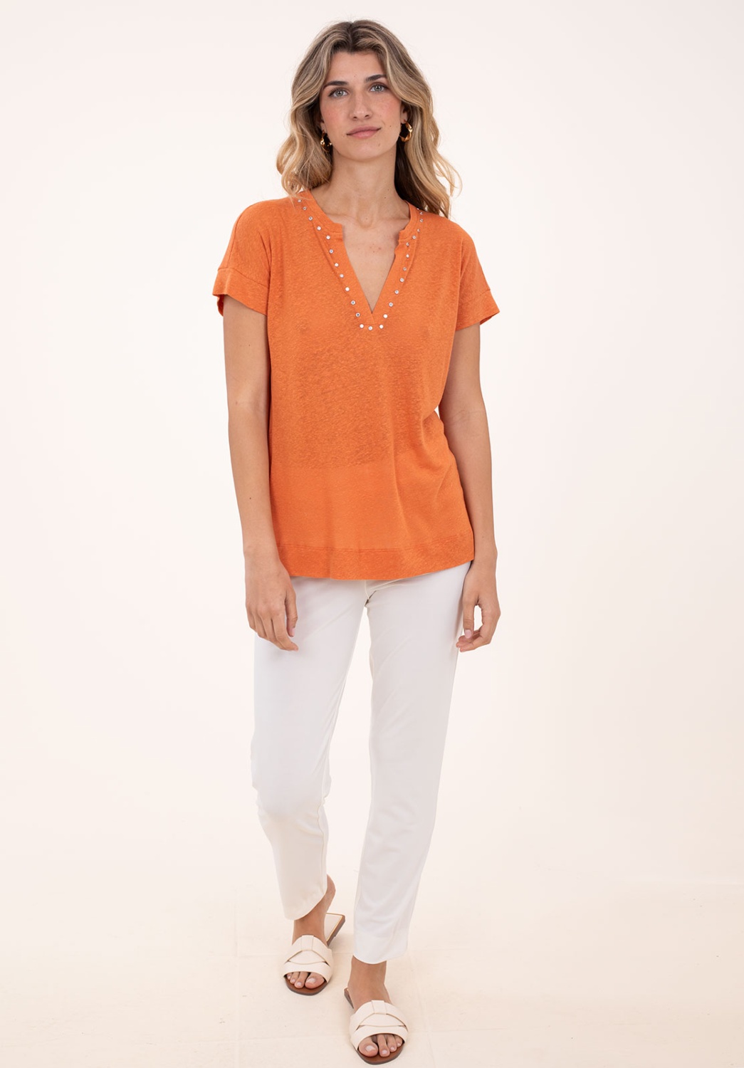 Camiseta Lino Naranja 4
