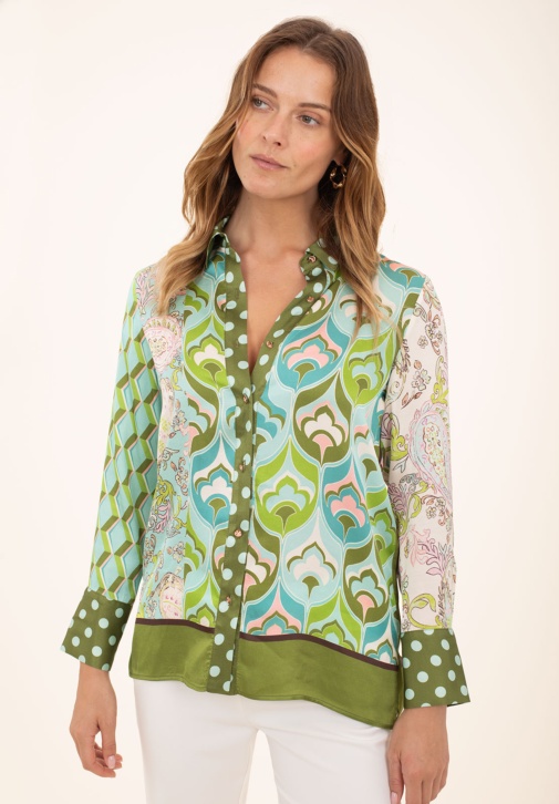 Chemise en satin patchwork 