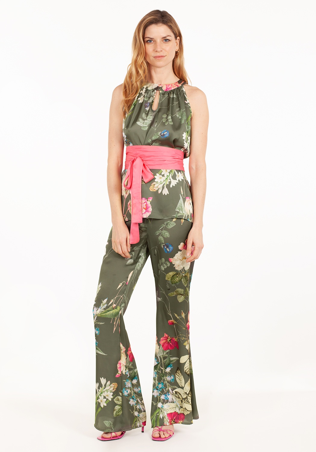 www. - (US 14-20W) Plus Size Runway casual harem flare high waist  loose floral Wide leg
