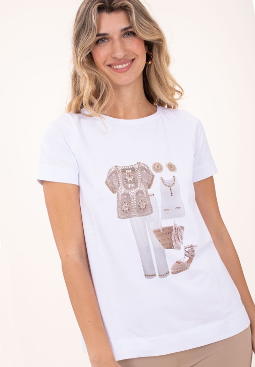 Camiseta Blanca Estampada 