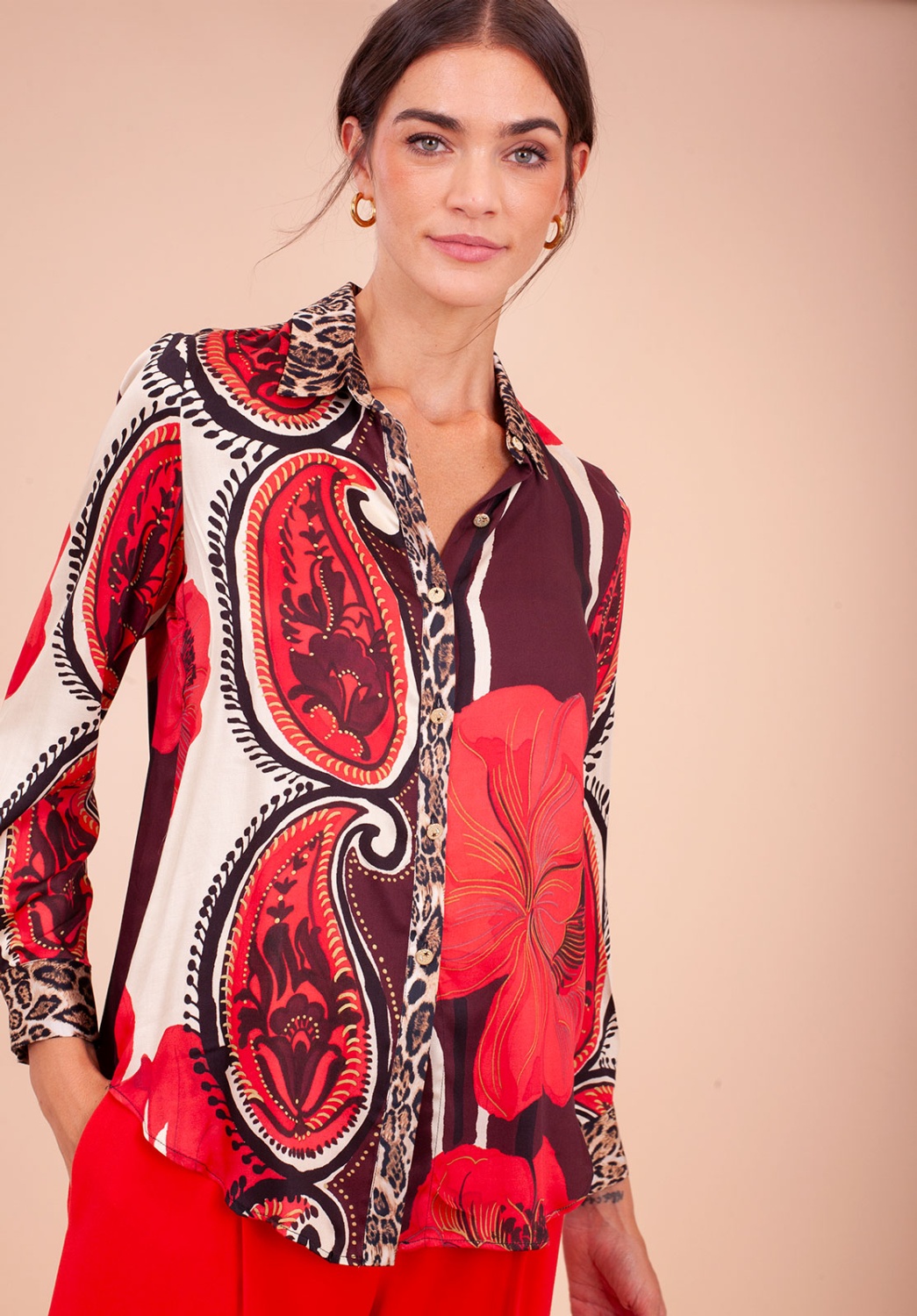 Blusa estampado floral-leopardo
