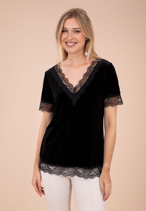 T-shirt en Velours Noir 