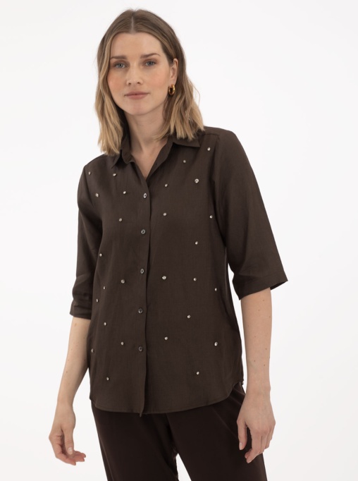 Blusa Lino Marrón 