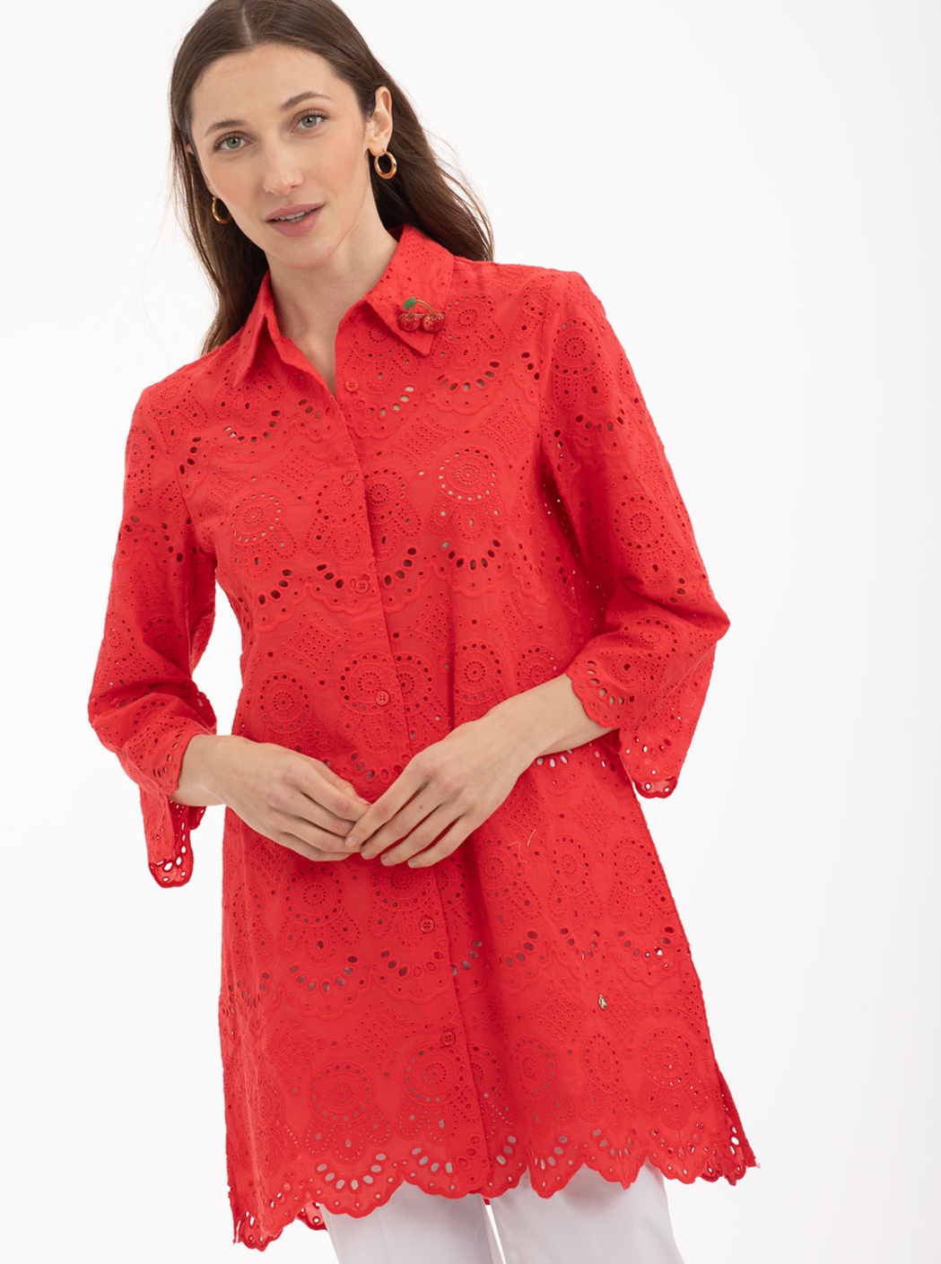 Blusa Troquelada Coral 1