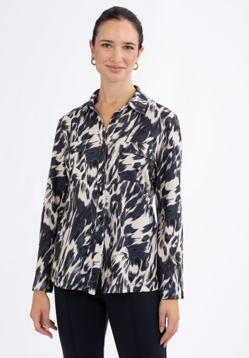 Blusa Animal Print Azul y Blanco