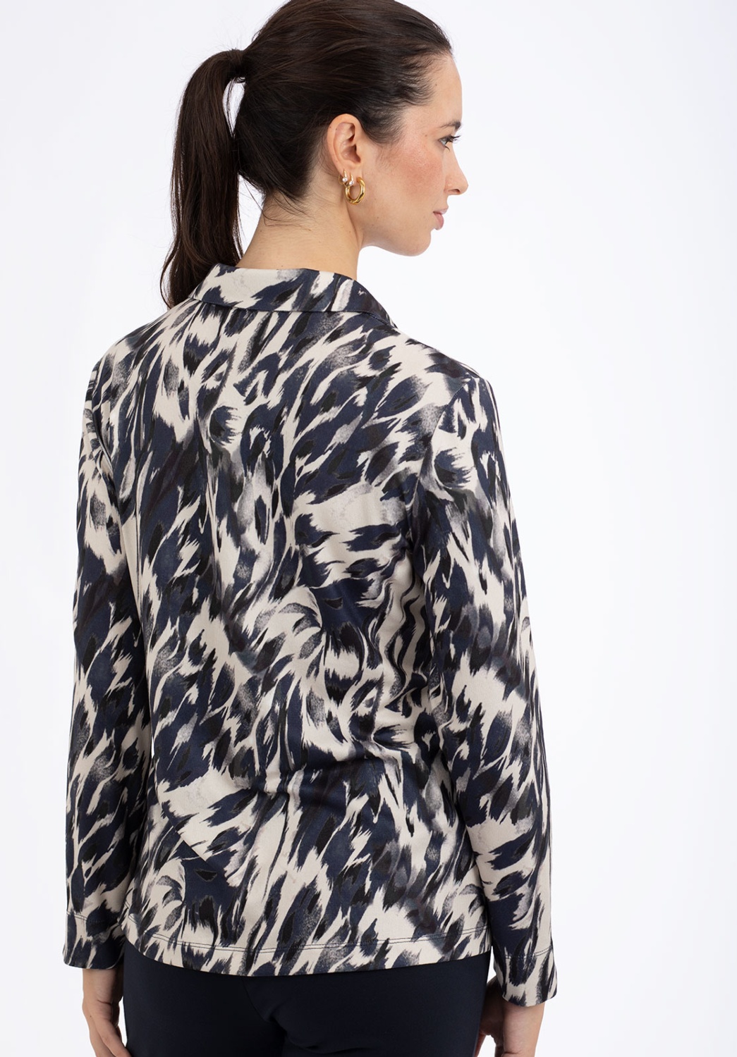 Blusa Animal Print Azul y Blanco