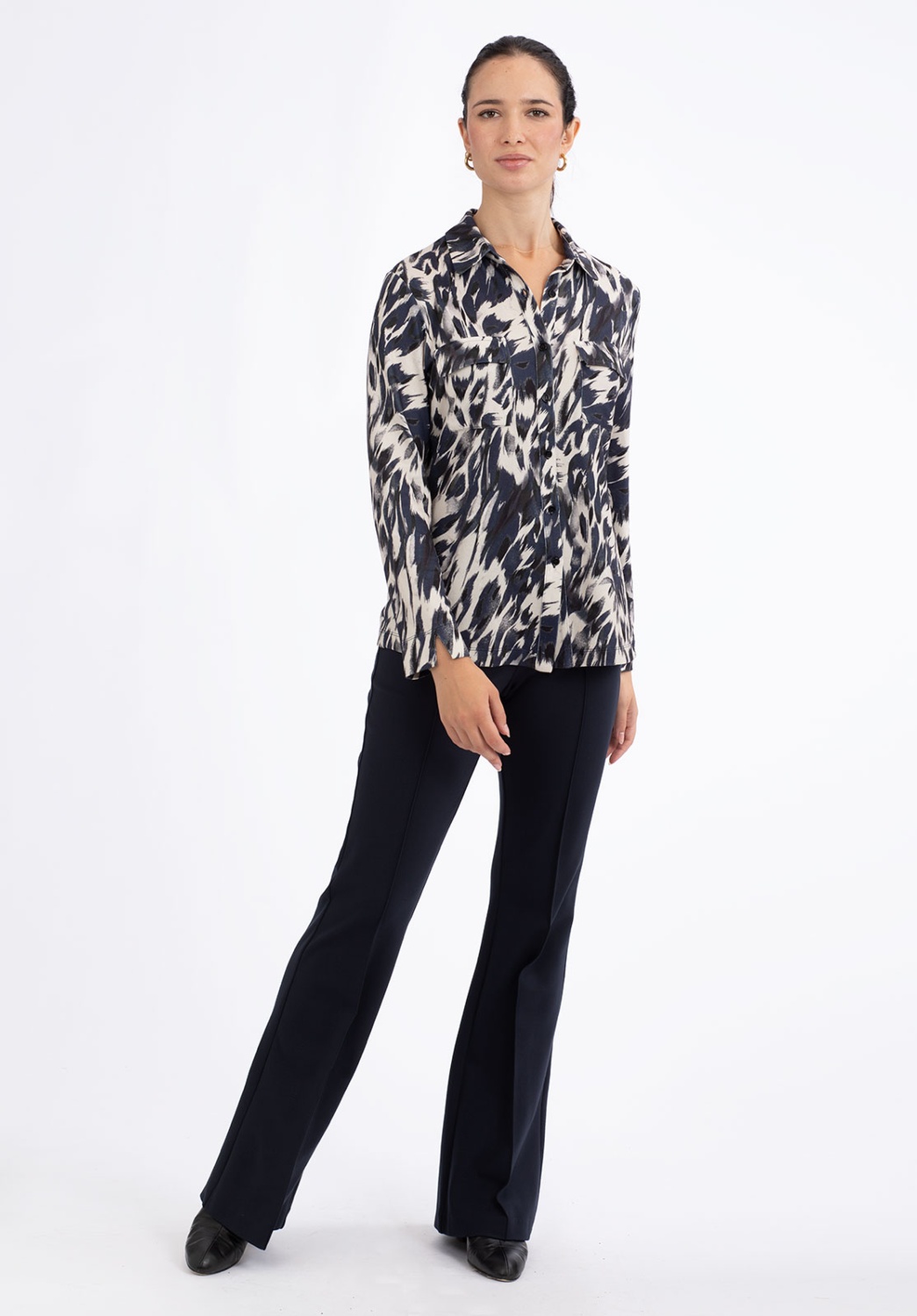 Blusa Animal Print Azul y Blanco