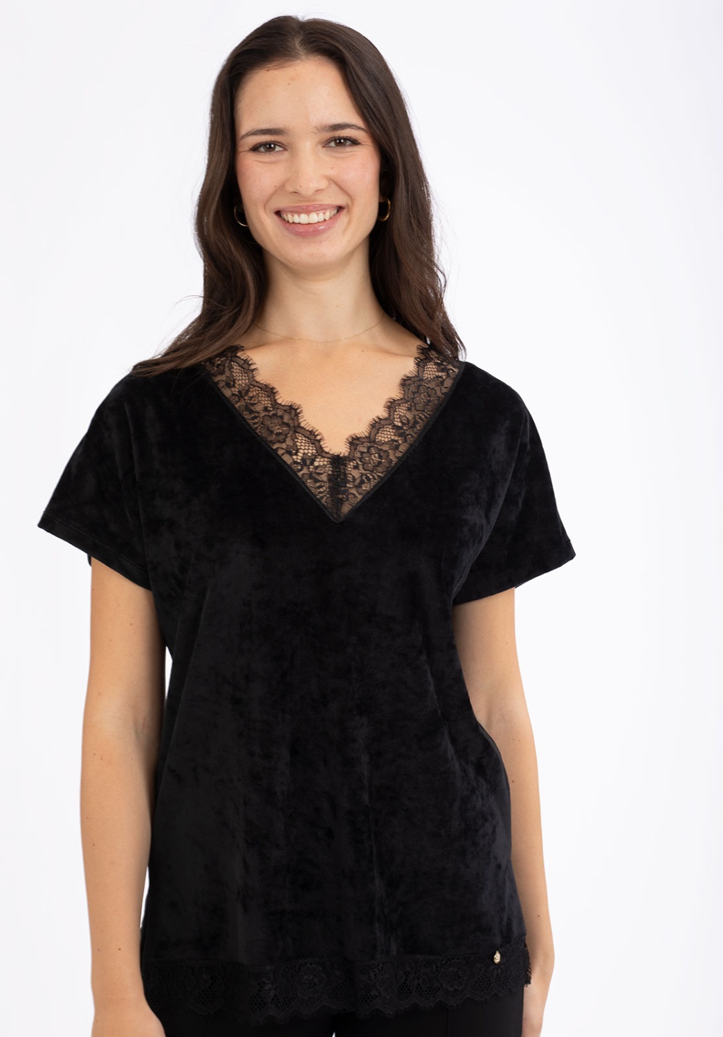 T-shirt noir en velours