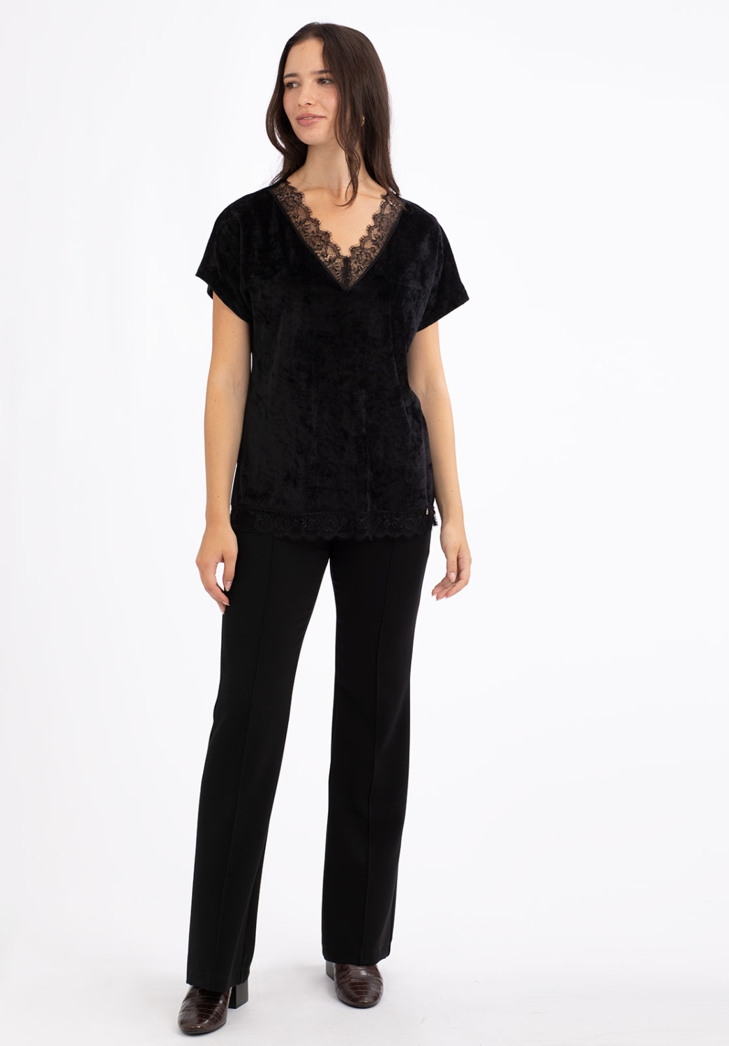 T-shirt noir en velours