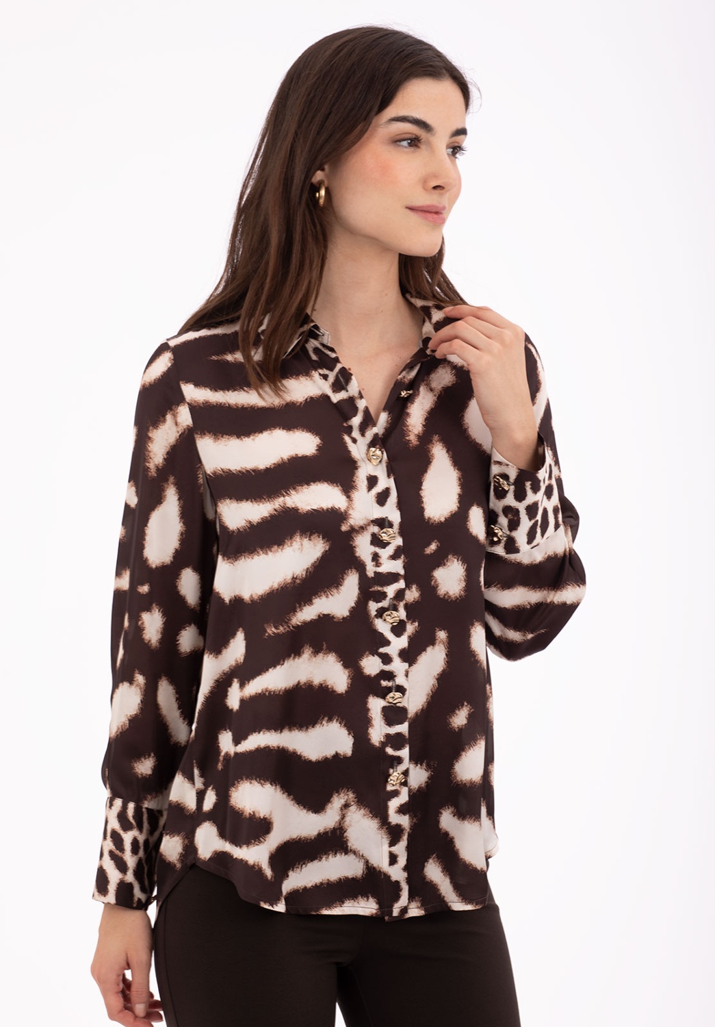 Blusa Animal Print Marrón