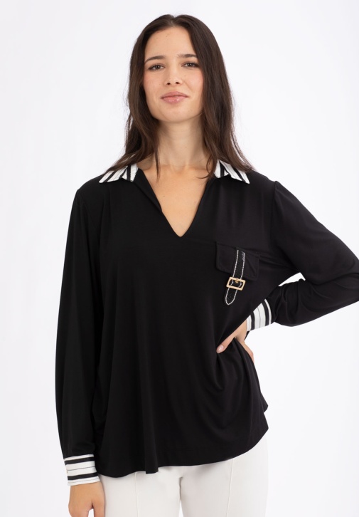 Blusa de Punto con Cuello Polo