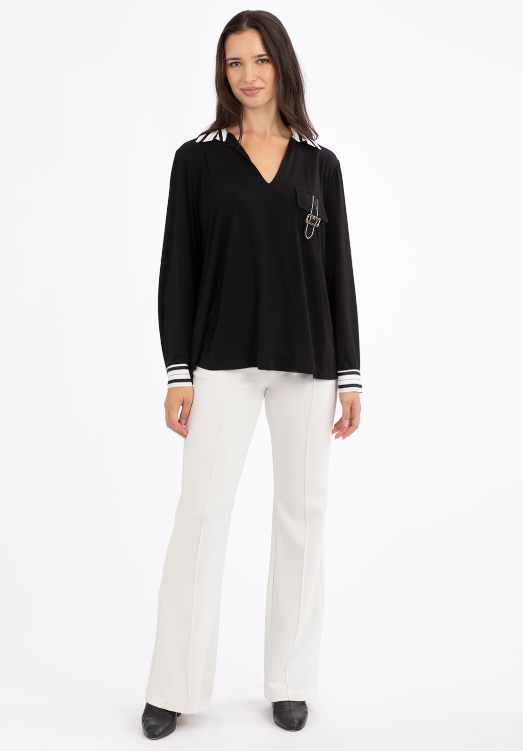 Blusa de Punto con Cuello Polo