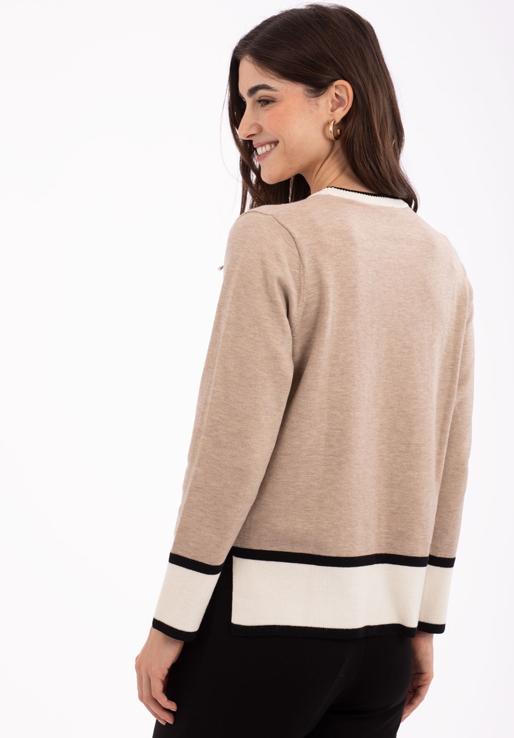 Two-tone jumper with bow detail