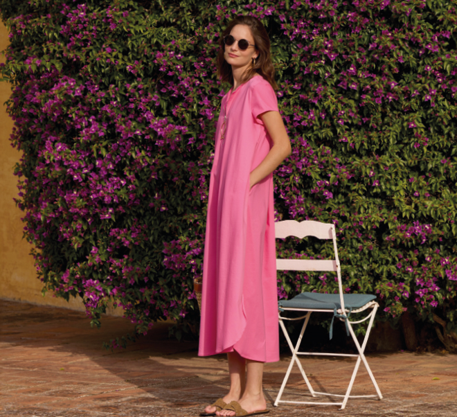 Vestido Camisero Liso Rosa Oscuro 1