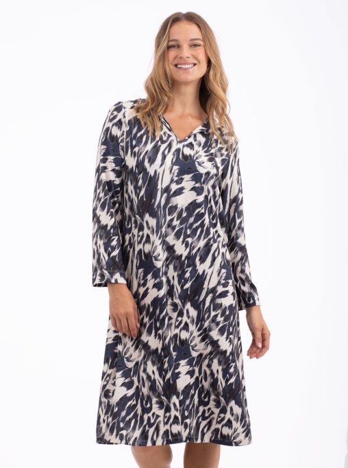 Vestido Animal Print Azul y Blanco