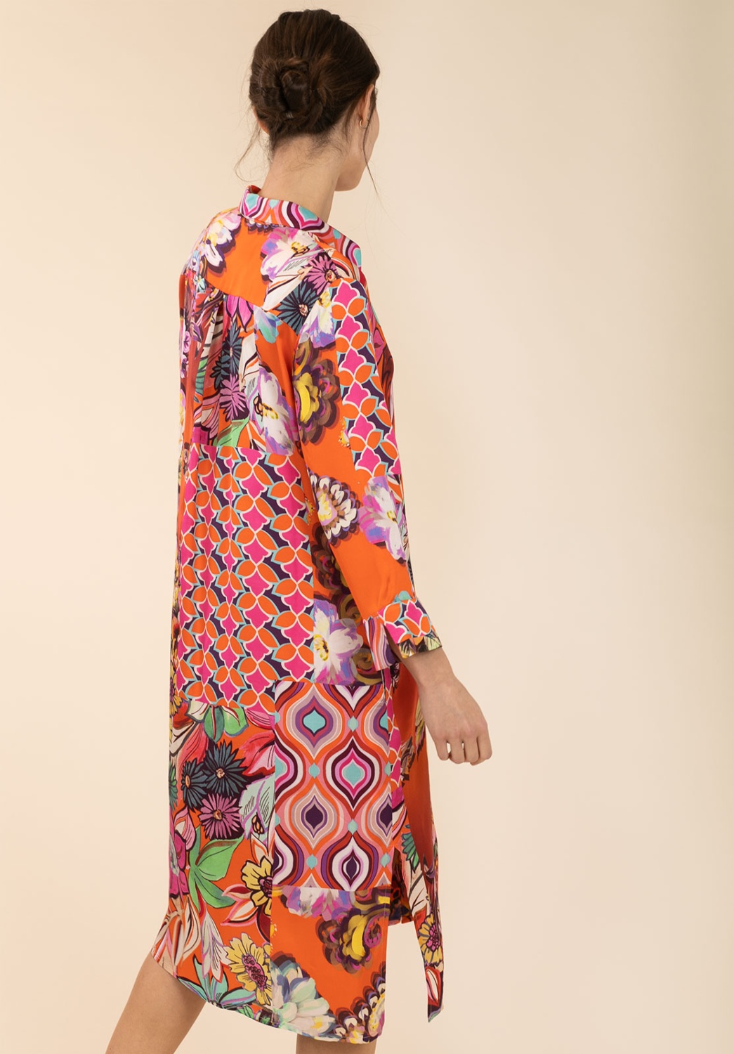 Multicolor Satin Patchwork Dress 3