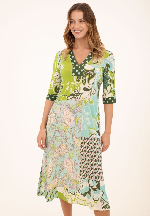 Vestido Punto Seda Patchwork 