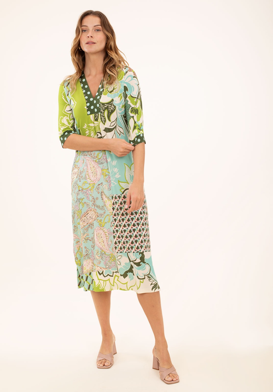 Vestido Punto Seda Patchwork 3