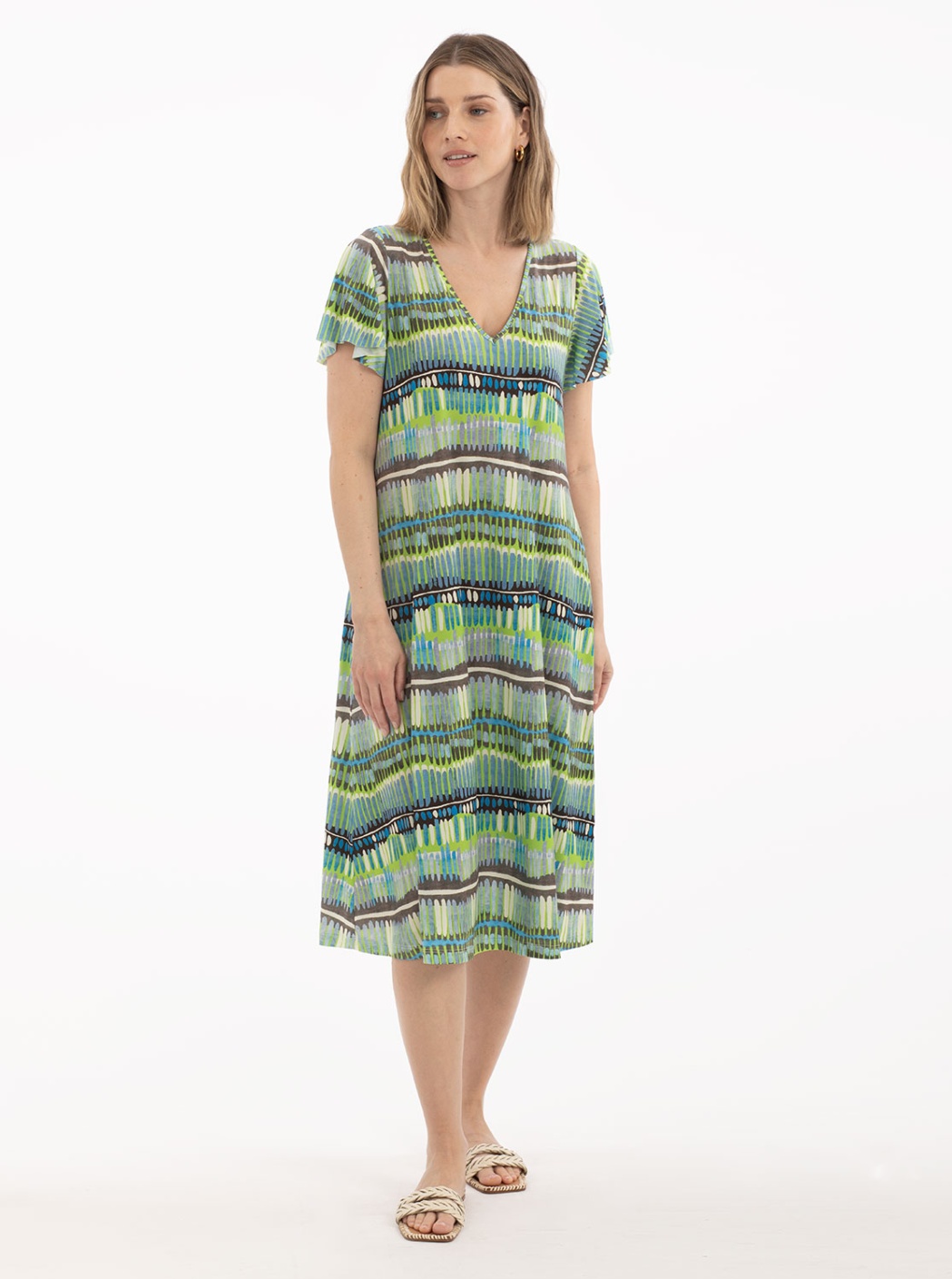 Long dress in shades of green