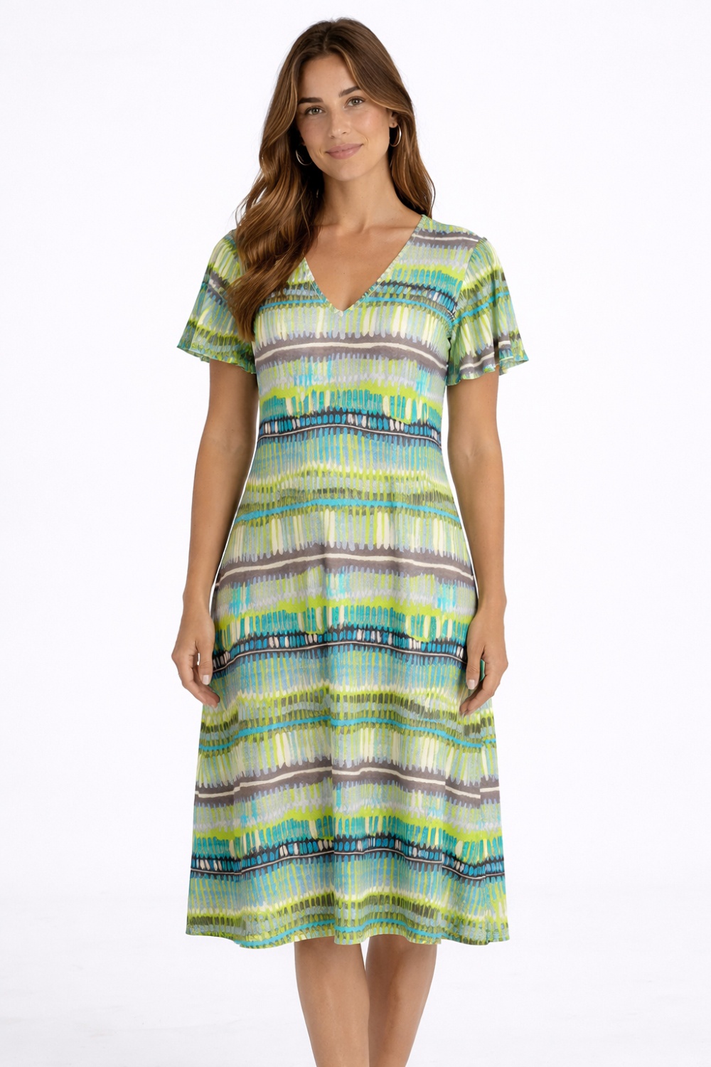 Robe longue dans les tons verts