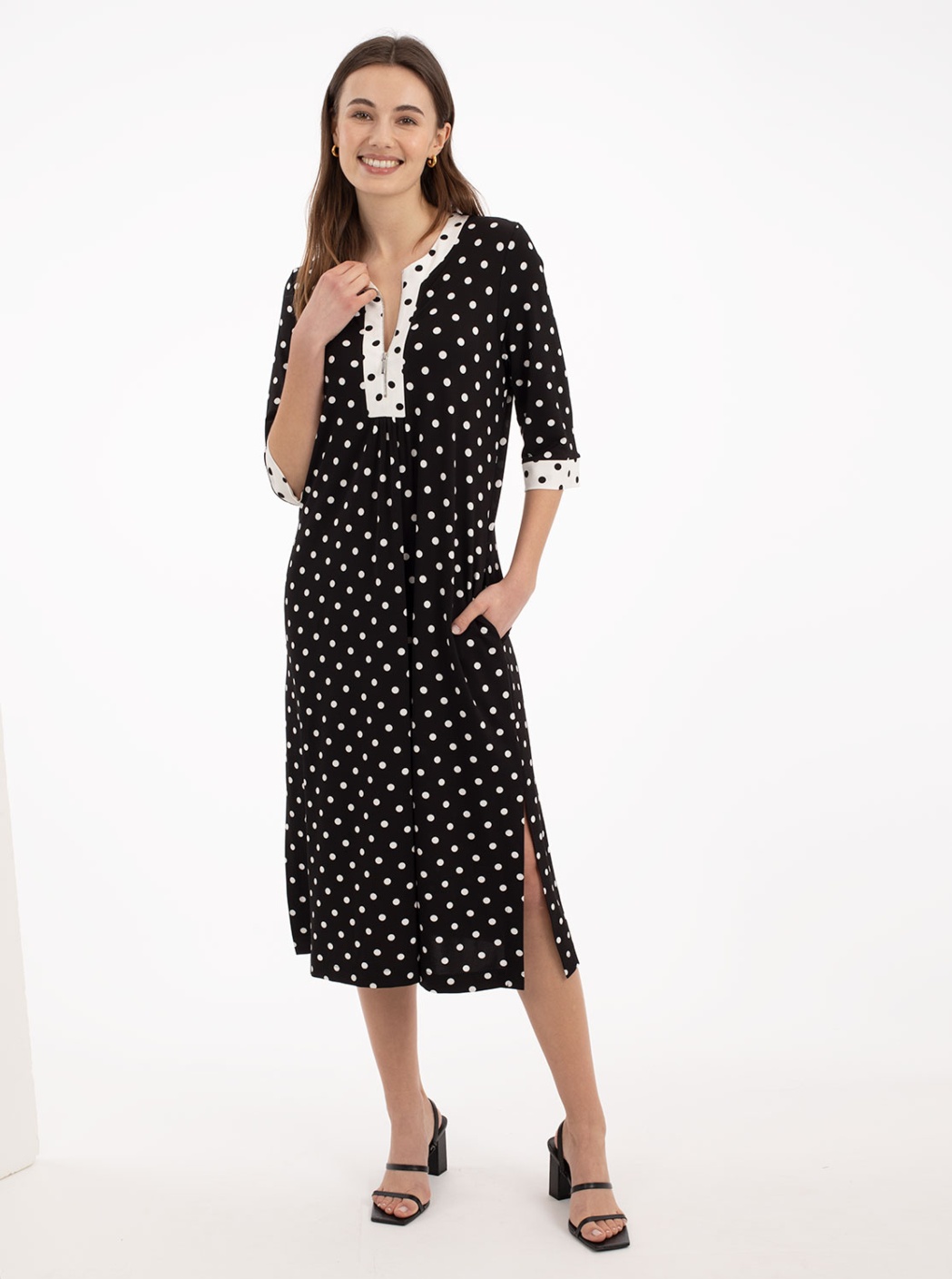 Vestido Negro Topos Blancos 3