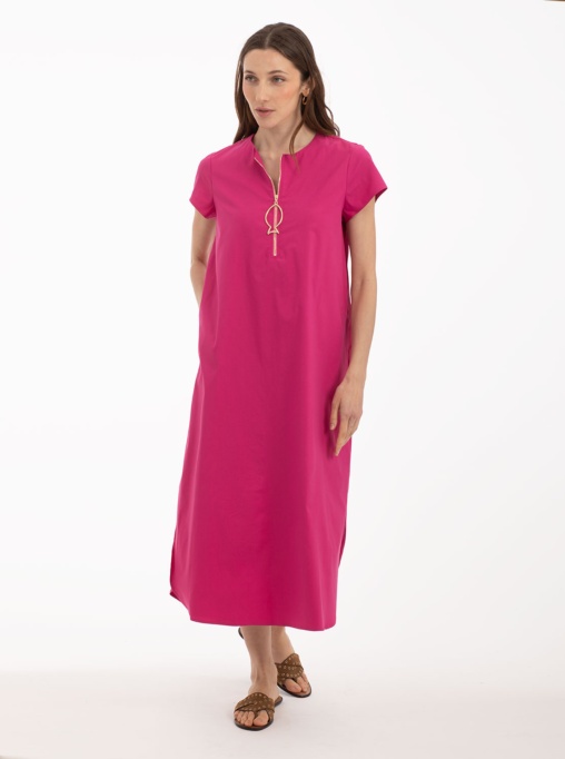 Vestido Camisero Liso Rosa Oscruro