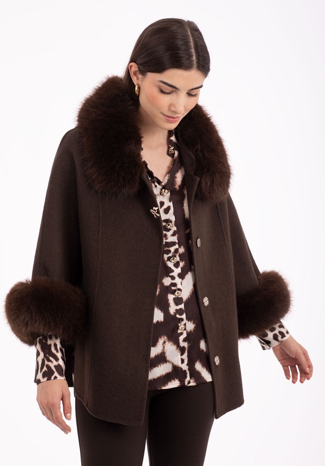 Brown Poncho-Style Cape 3