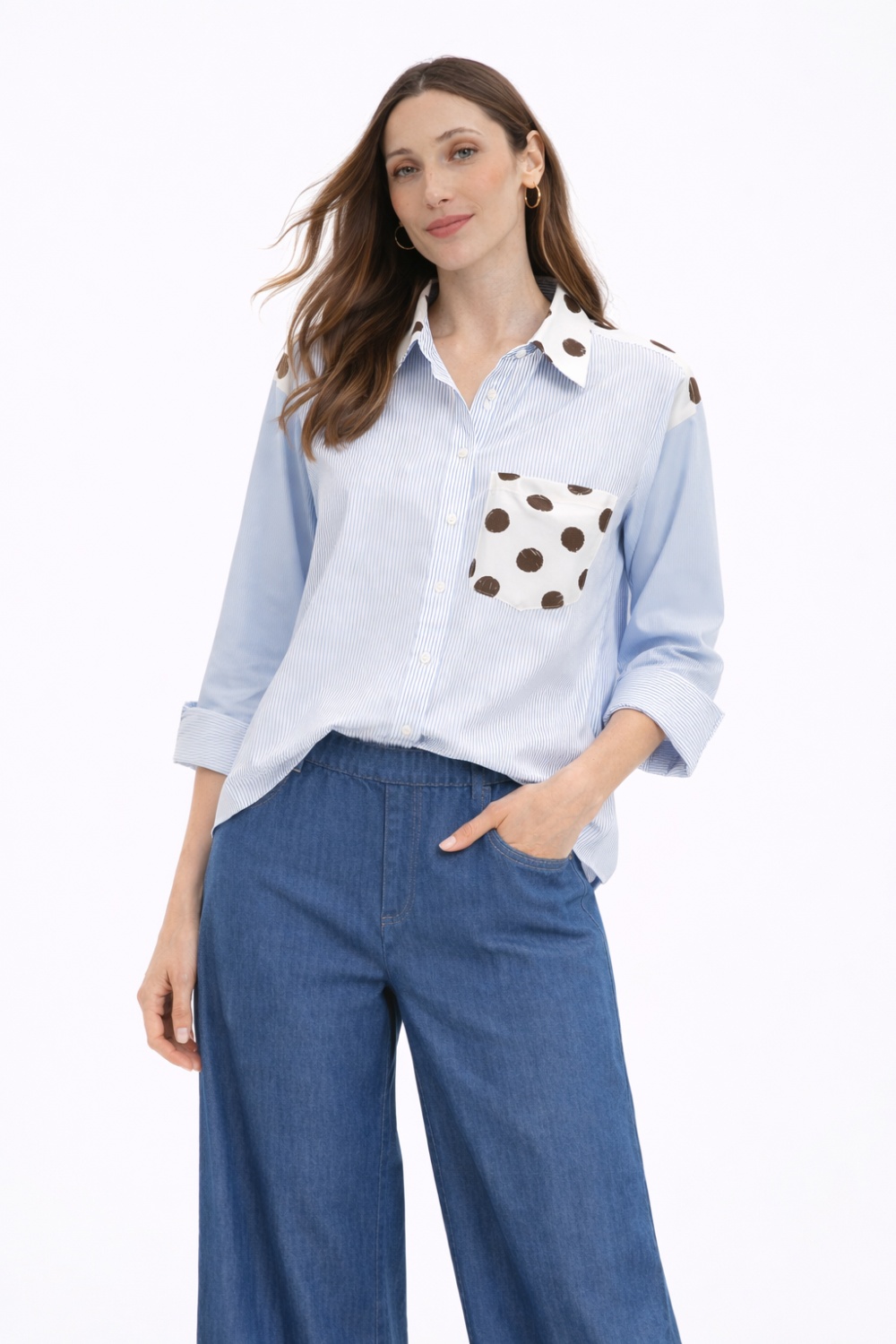 Camisa Celeste con Contraste 