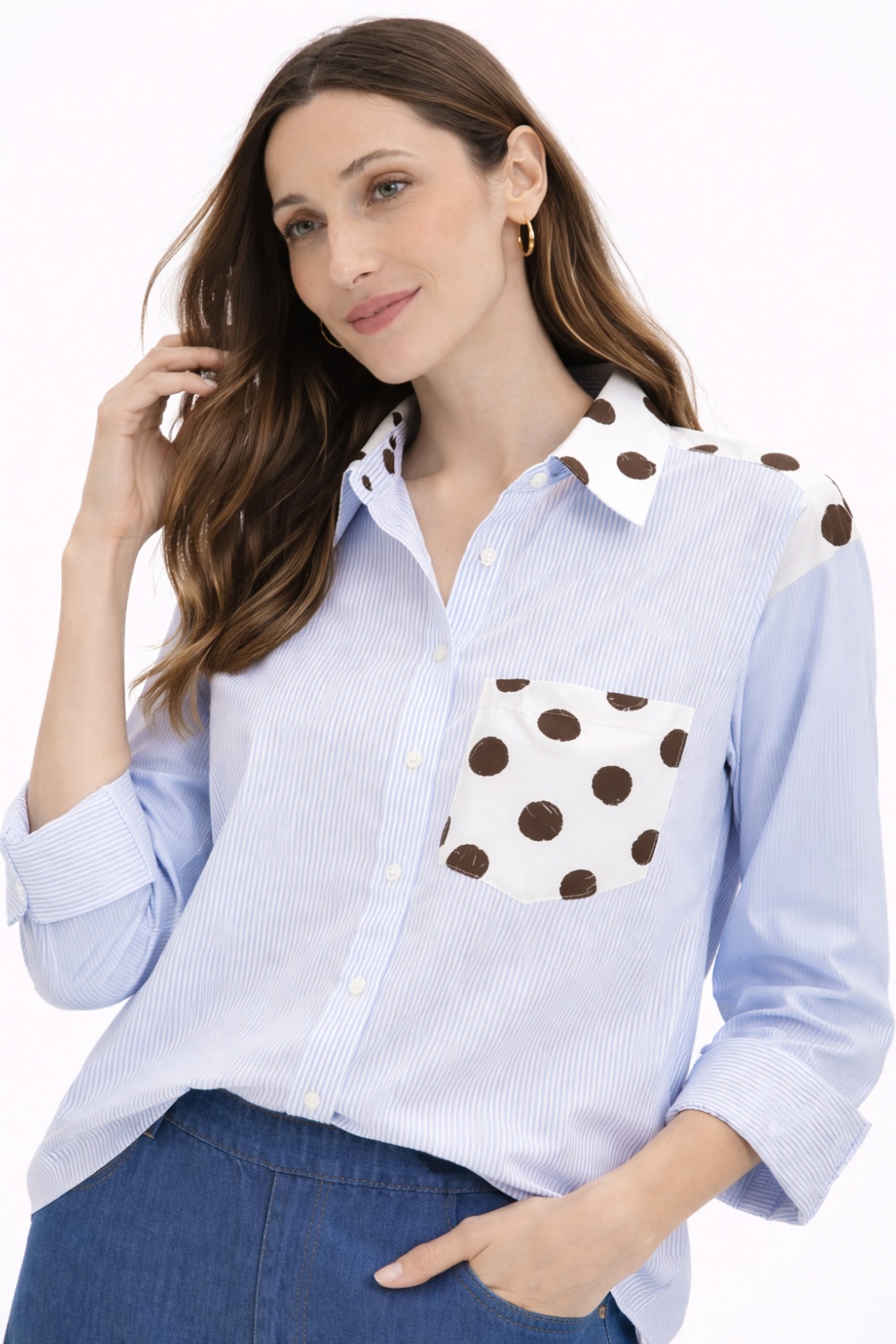 Camisa Celeste con Contraste 2