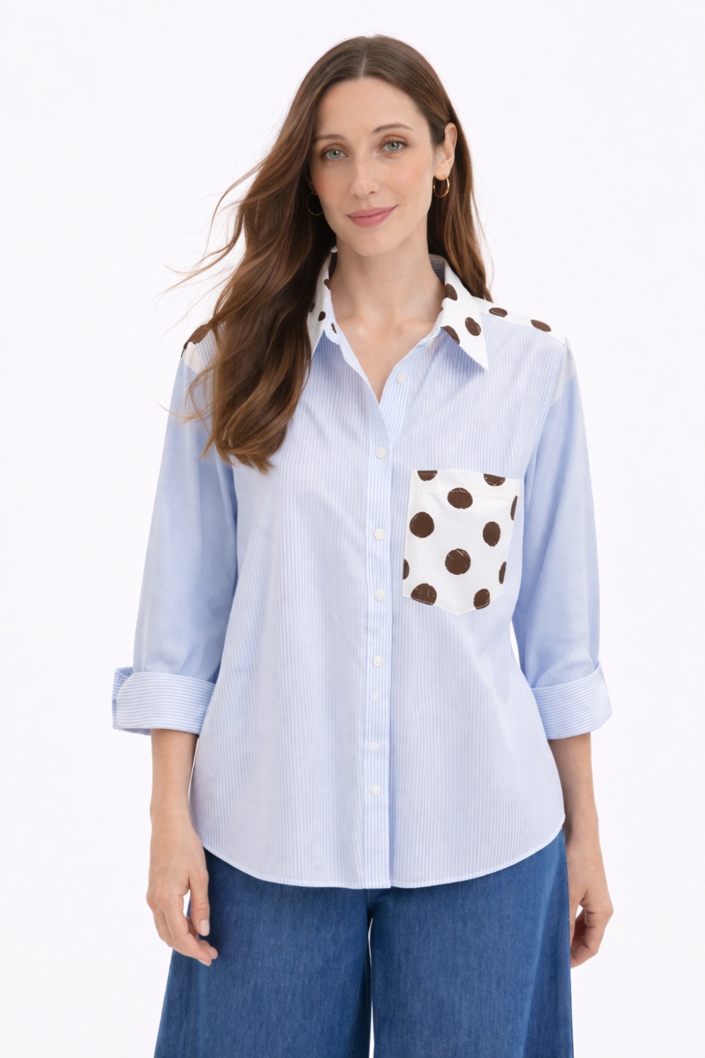 Camisa Celeste con Contraste 4