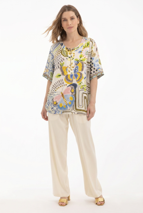 Camiseta Estampado Patch Beige