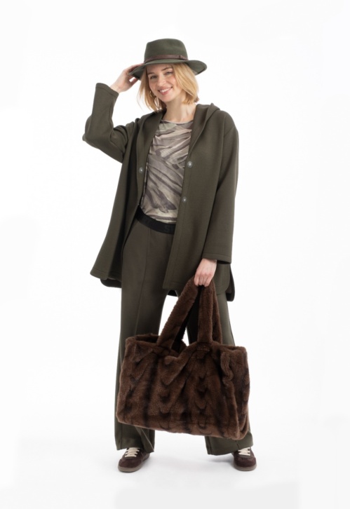 Chaqueta de Punto Verde con Capucha
