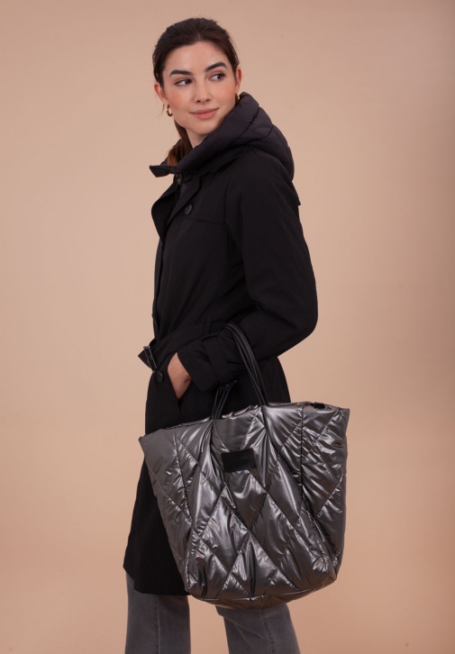 Bolso acolchado plateado