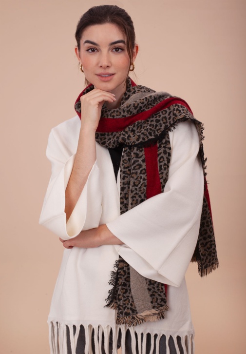 Bufanda estampada animal print/roja