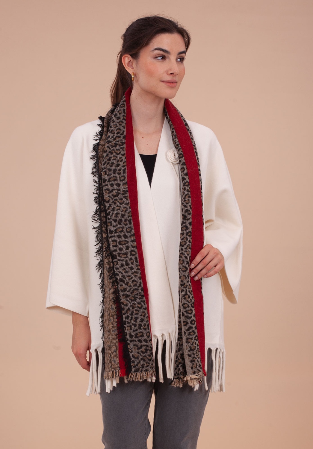 Bufanda estampada animal print/roja 2