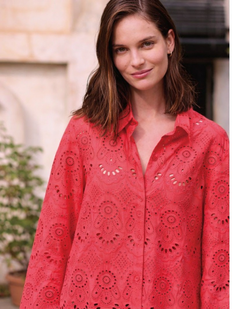 Blusa Troquelada Coral 1