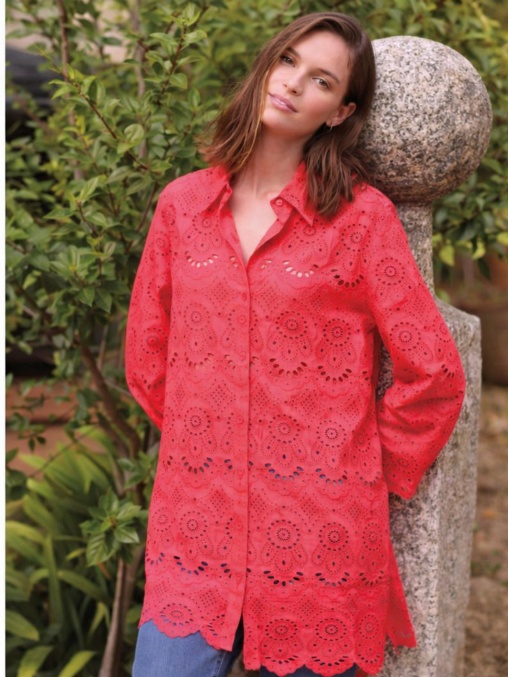 Blusa Troquelada Coral