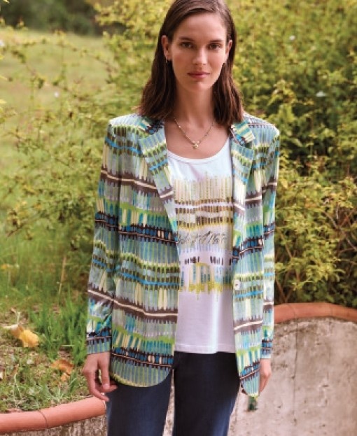 Chaqueta Punto Entallada Trazos Azules 3