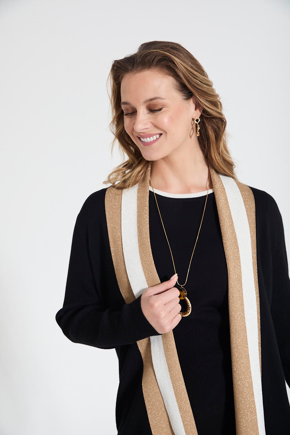 TWINSET Negro con rayas beige 1