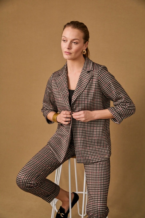 CHAQUETA de cuadros granate