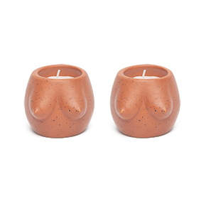 PACK OF 2 TITS CANDLE HOLDERS TERRACOTTA BIG SIZE HF