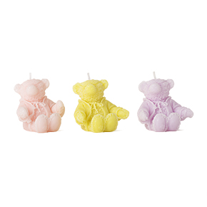 3 PACK OF 3 TEDY BEAR CANDLES HF - Item