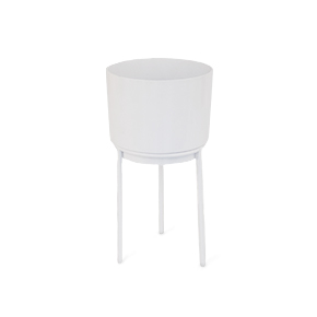 WHITE VASE WITH METAL STAND HF