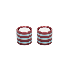 PACK OF 2 BURGUNDY CERAMIC CANDLE HOLDERS HF