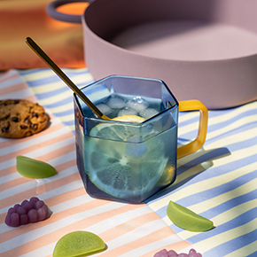 TAZA DE CRISTAL GEOMÉTRICA AZUL HF - Ítem2