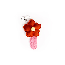 ORANGE PUFFY FLOWER KEYCHAIN HF