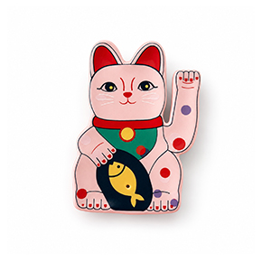 PINK LUCKY CAT INCENSE HOLDER HF - Item1